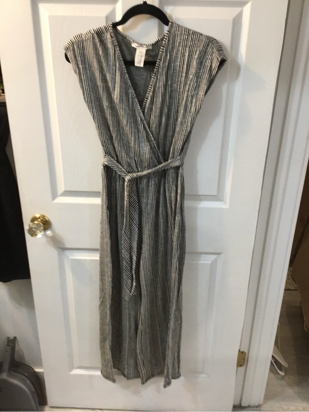 Caution To The Wind Black and White Striped Wrap Maxi Dress